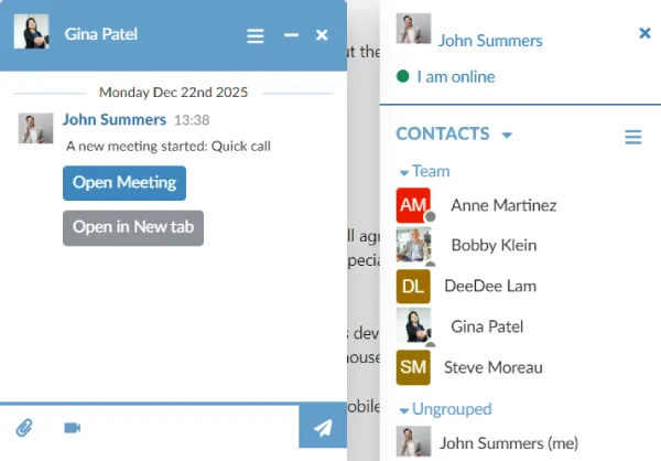 Professional email service with Chat and video meetings integrated in the Webmail